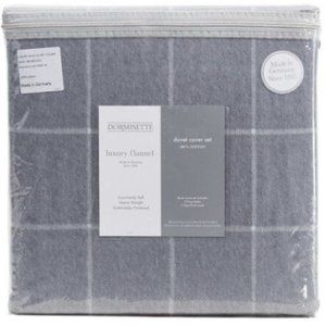Dormisette Luxury Flannel Duvet Set - QUEEN Size Window Pane Duvet Cover Set